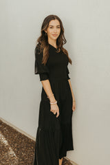 Black Smocked Maxi Dress