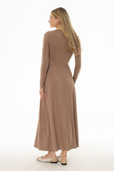 Mocha Crossover Draped Maxi Dress