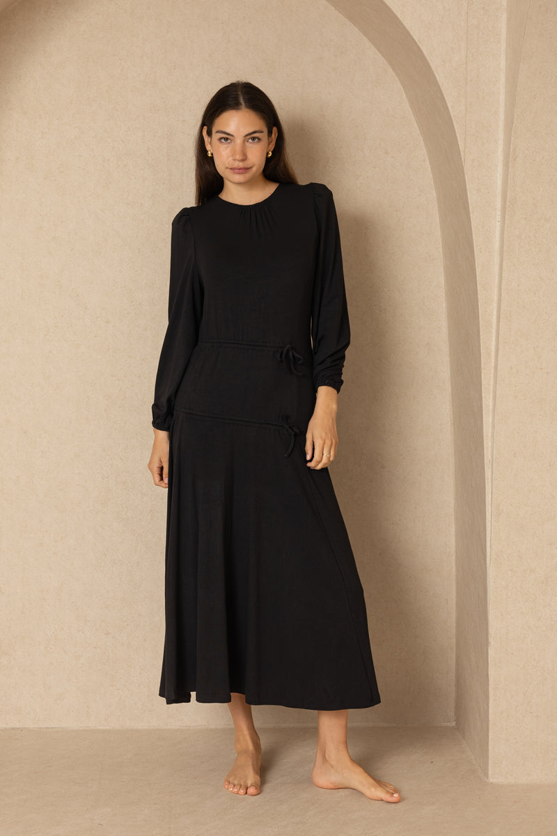 Black Double Tie Maxi