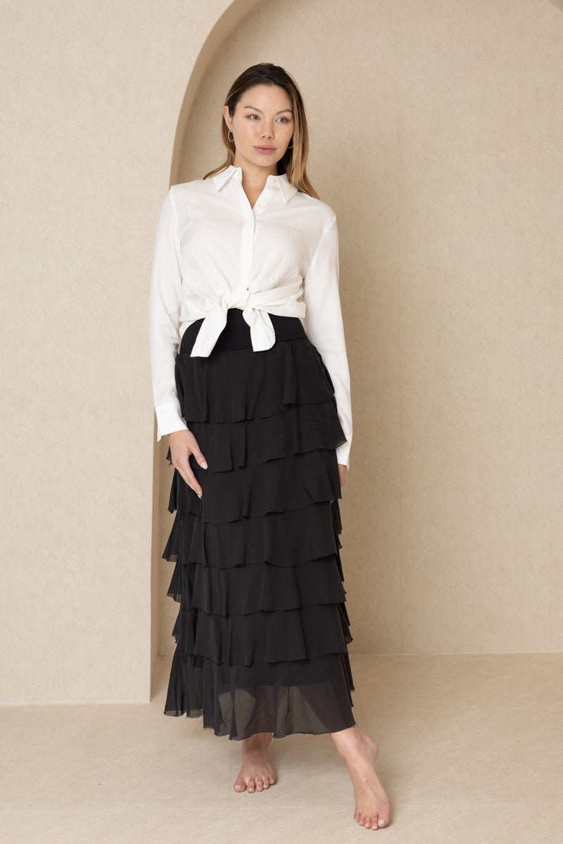 Black Layered Ruffle Skirt