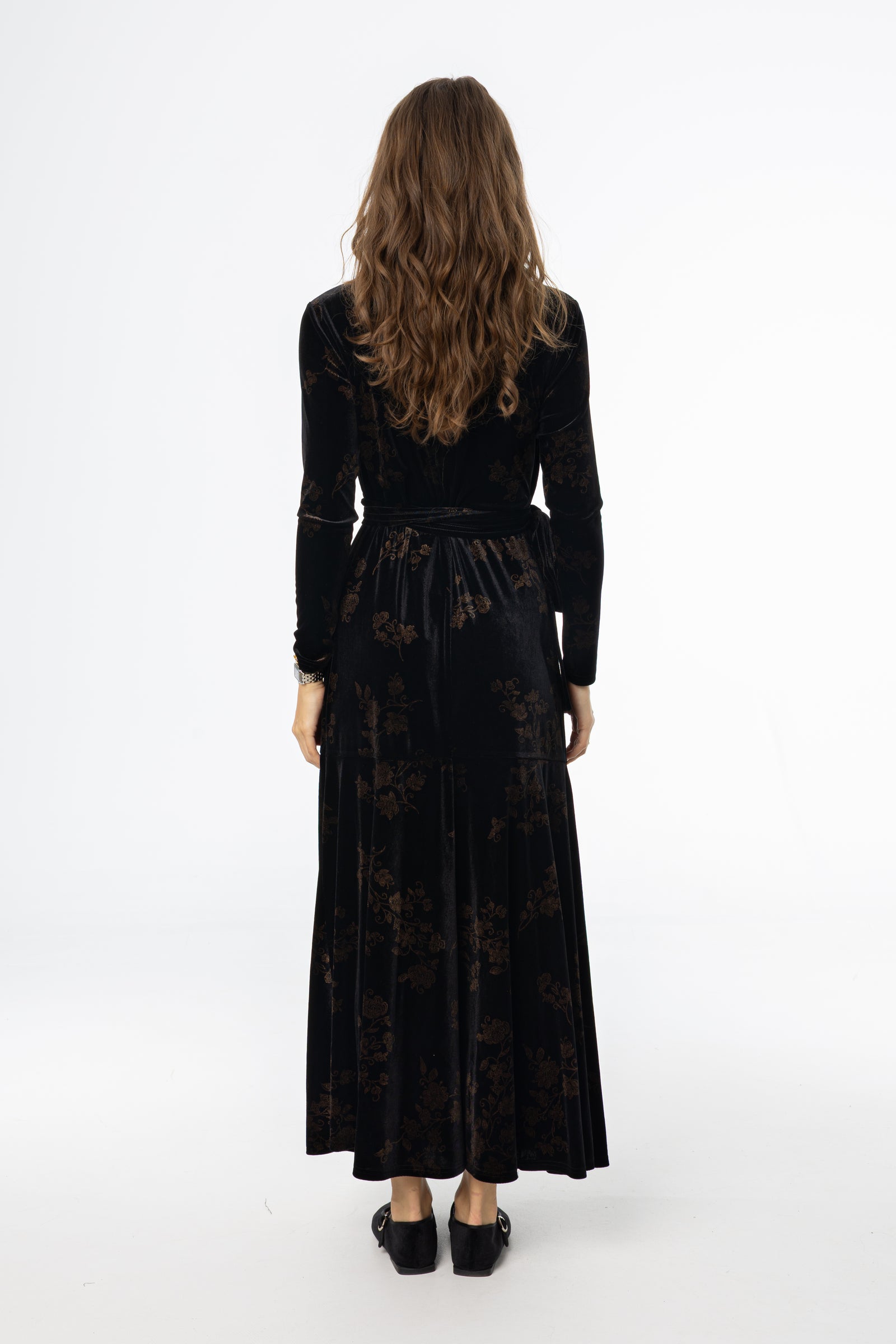 Black & Brown Printed Velour Wrap Dress – BLANK