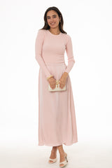 Pink Silk Feel Flare Maxi Skirt