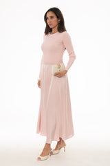 Pink Silk Feel Flare Maxi Skirt