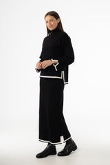 Black Contrast Trim Knit Skirt