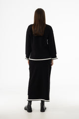 Black Contrast Trim Knit Skirt