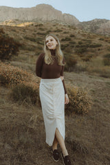 Tan Reversed Ruched Skirt