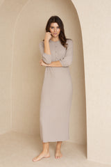 Tan 3/4 Sleeve Maxi Dress