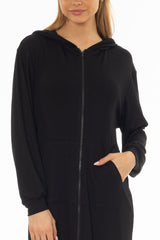 Black Ribbed Sweatshirt Dress