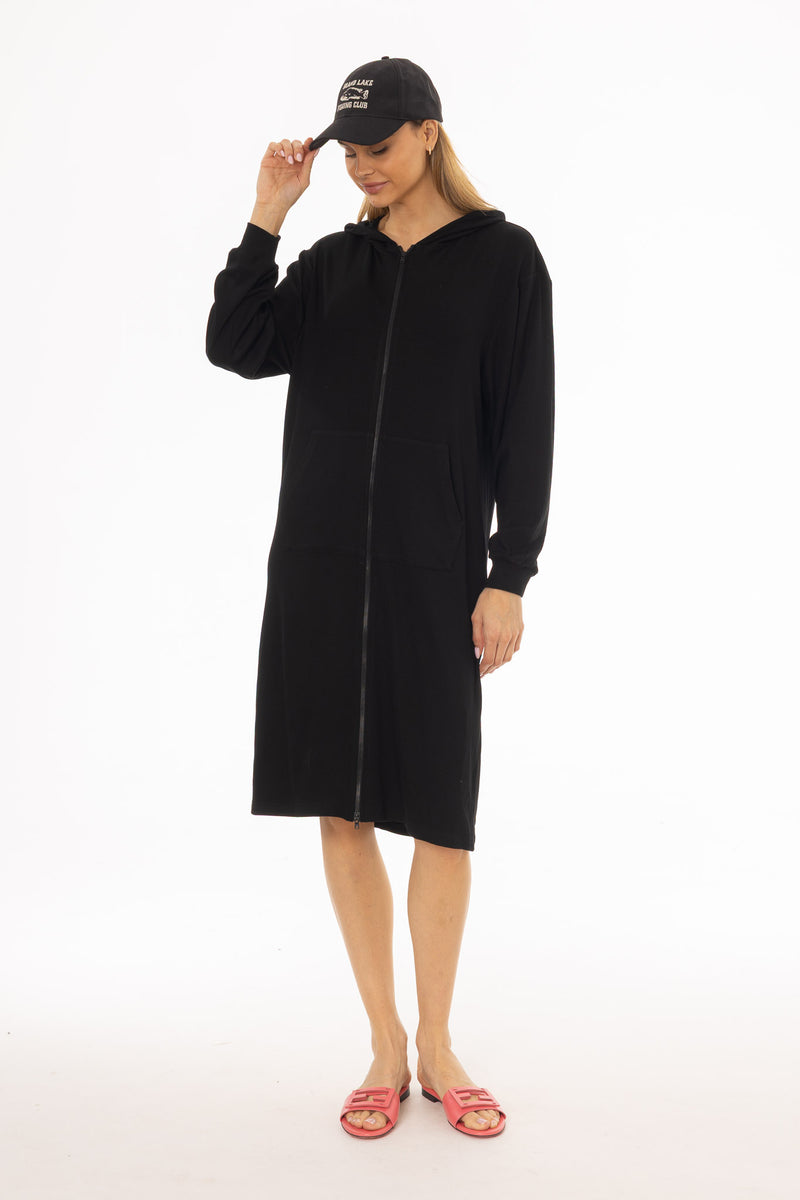 Black Ribbed Sweatshirt Dress – BLANK