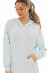 Light Blue Ribbed Sweatshirt Dress