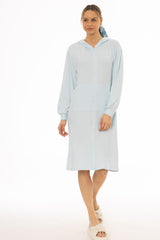Light Blue Ribbed Sweatshirt Dress