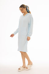 Light Blue Ribbed Sweatshirt Dress