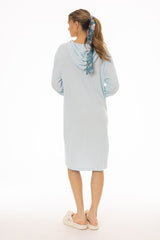 Light Blue Ribbed Sweatshirt Dress