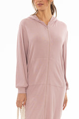 Mauve Ribbed Sweatshirt Dress