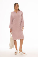 Mauve Ribbed Sweatshirt Dress