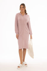 Mauve Ribbed Sweatshirt Dress