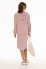 Mauve Ribbed Sweatshirt Dress
