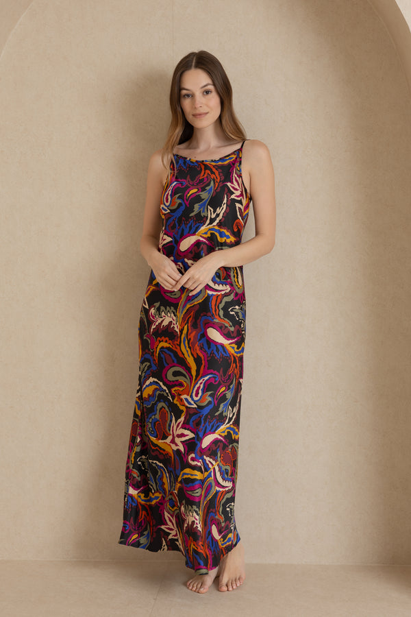 Multicolor Silk Slip Dress