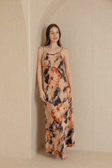 Neutral Floral Printed Slip Dress