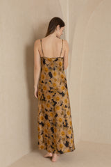 Yellow Floral Printed Slip Dress
