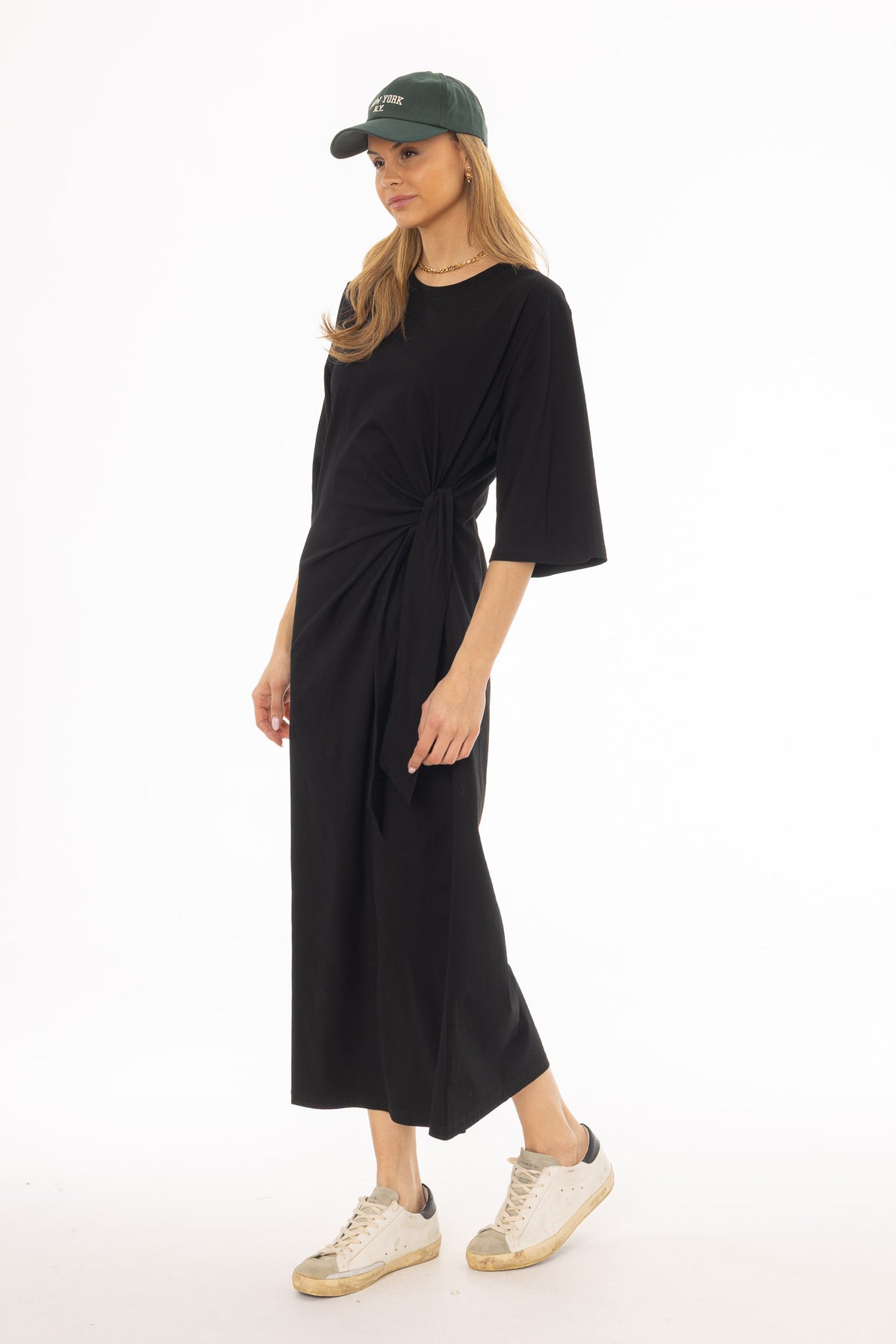 Black Side Tie T-Shirt Maxi Dress BLANK Black Side Tie T-Shirt Maxi Dress BLANK