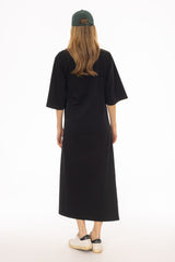 Black Side Tie T-Shirt Maxi Dress