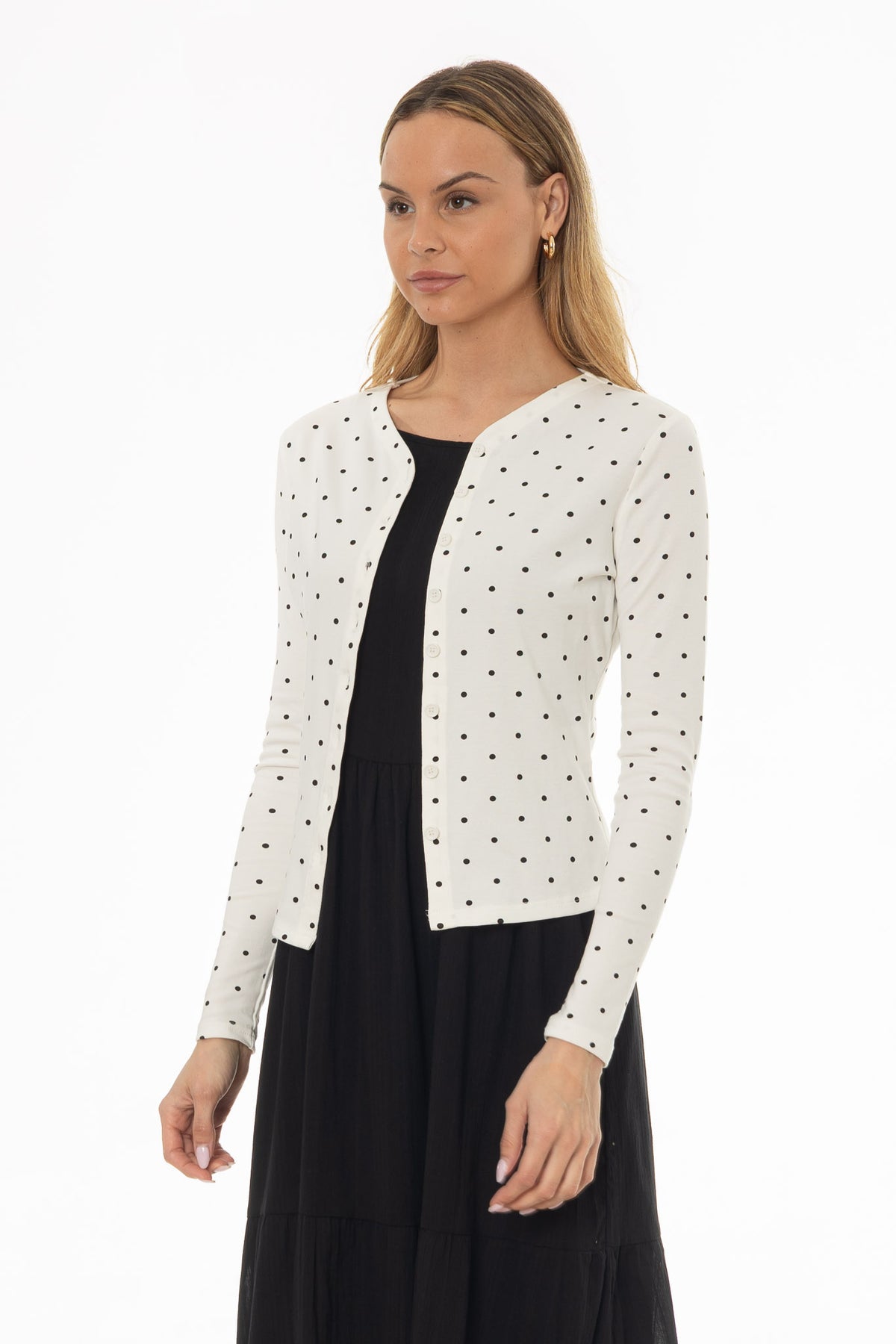 white dress with black cardigan cowboy boots maxi outfit 20197 it can easily transition from day to night Bekah Knit Cardigan - Black/White