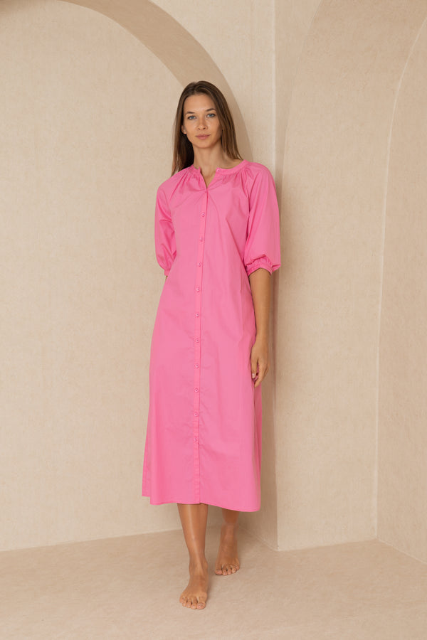 Pink Cotton Shirt Dress