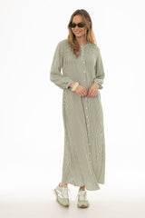 Green Striped Cotton Maxi Dress