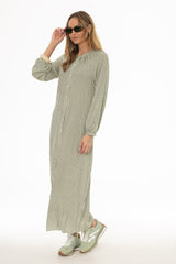Green Striped Cotton Maxi Dress