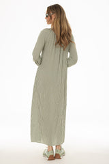 Green Striped Cotton Maxi Dress