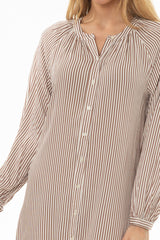 Brown Striped Cotton Maxi Dress