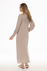 Brown Striped Cotton Maxi Dress