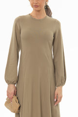 Olive Godet Seam Maxi Dress