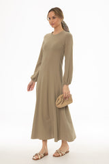 Olive Godet Seam Maxi Dress