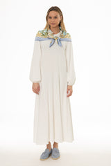White Godet Seam Maxi Dress