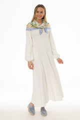 White Godet Seam Maxi Dress