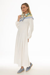 White Godet Seam Maxi Dress