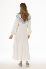 White Godet Seam Maxi Dress