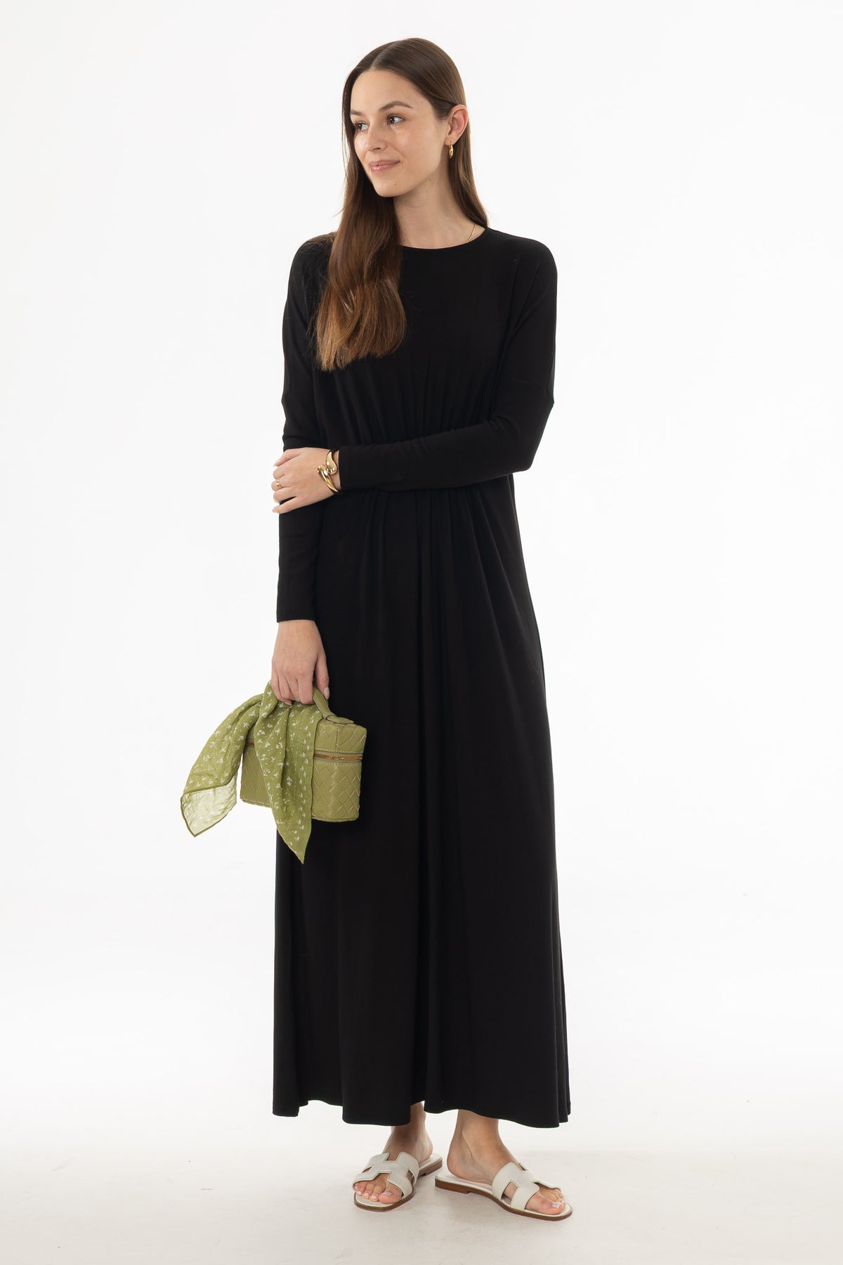 Black Gathered Waist Maxi Dress – BLANK