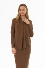 Brown Herringbone Textured Shirt