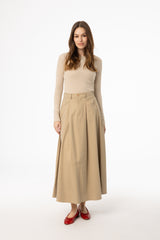 Tan Flare Cargo Maxi Skirt