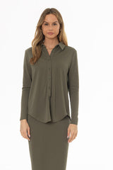 Green Herringbone Textured Shirt