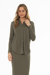 Green Herringbone Textured Shirt