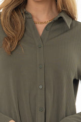 Green Herringbone Textured Shirt