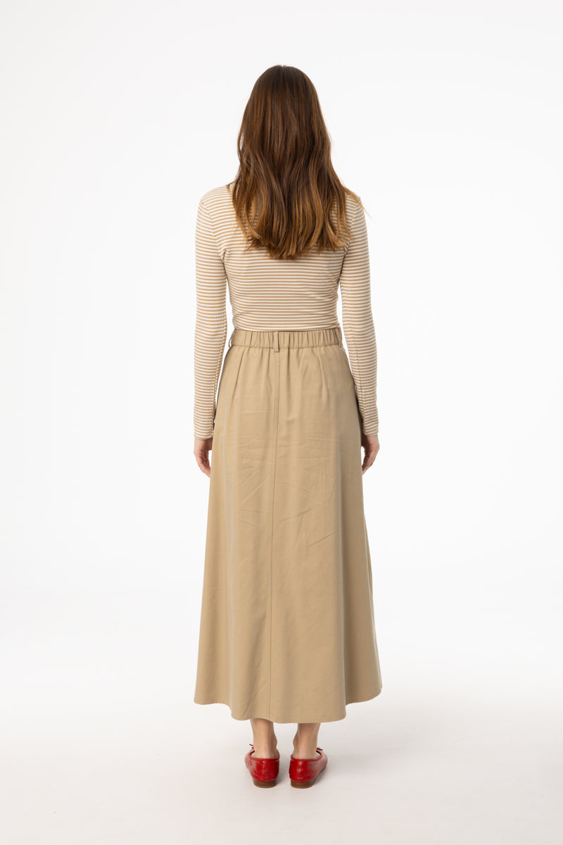 Tan Flare Cargo Maxi Skirt