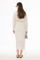 White Half Wrap Cotton Maxi Dress