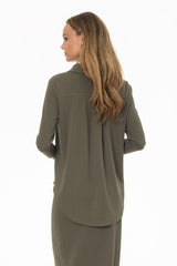Green Herringbone Textured Shirt