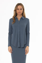 Blue Herringbone Textured Shirt
