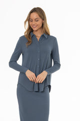 Blue Herringbone Textured Shirt